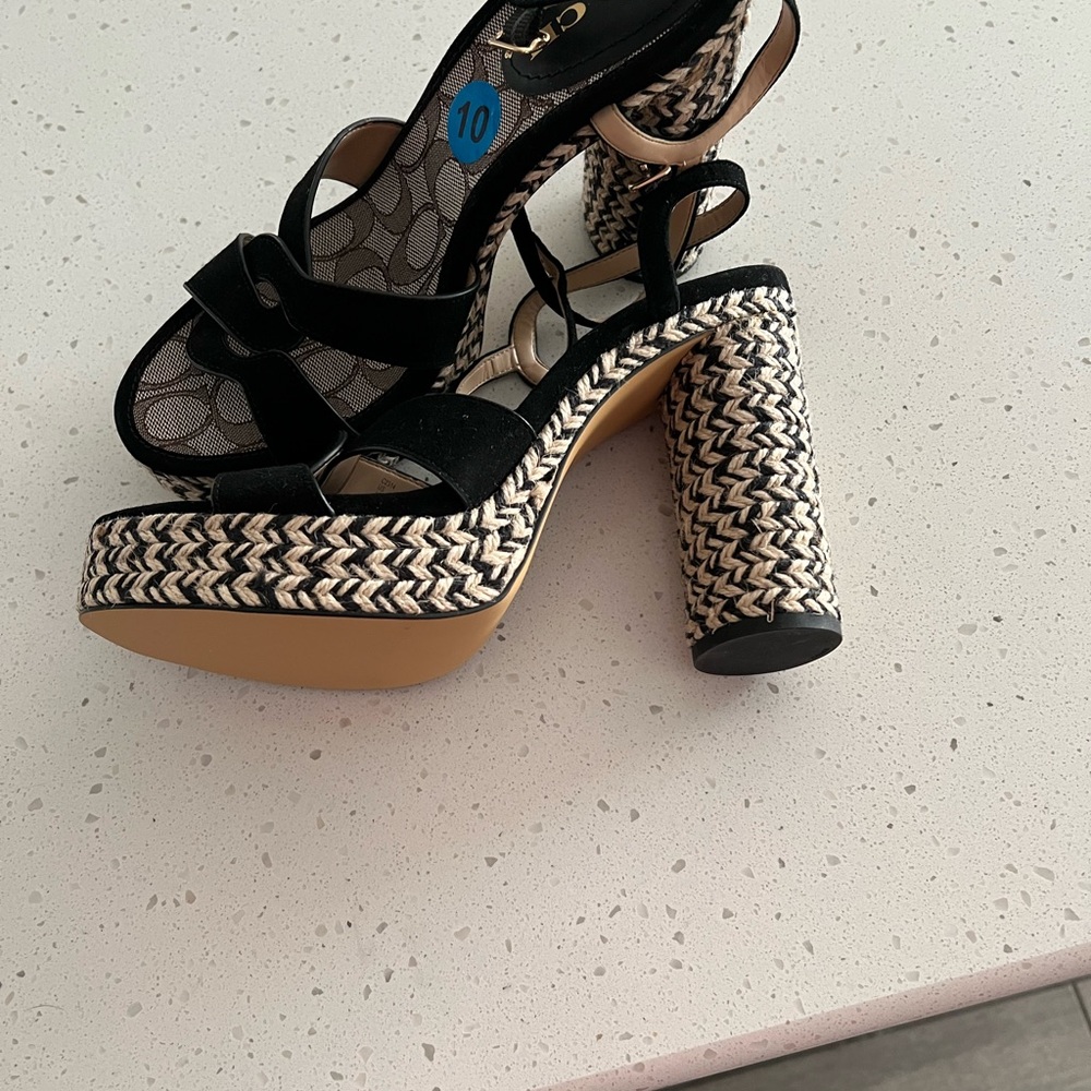 Coach Black and Beige Women's Wedges - Picture 2 of 2